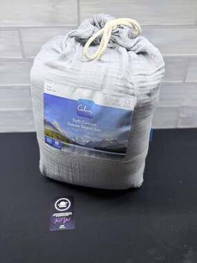 Calm Soft Cotton Gauze Sheet Set King Size Light Gray